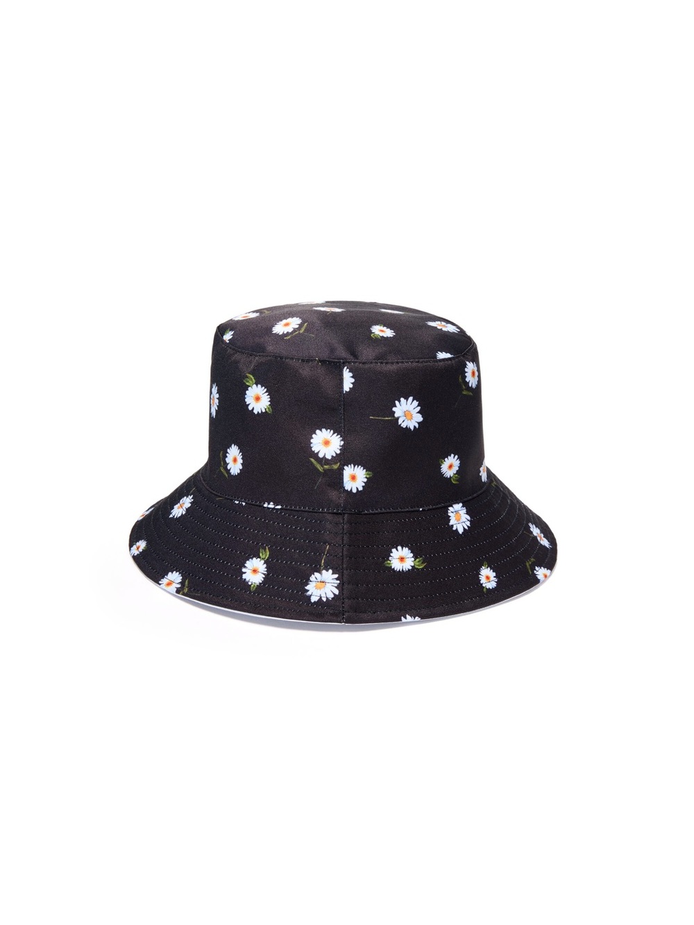 Alice & Olivia Reversible Bucket Hat Navy Daisy Floral White NWOT $84 Retail